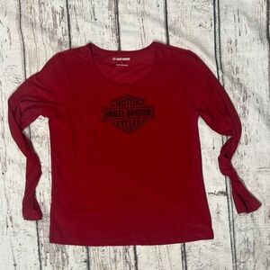 Harley-Davidson Motorcycles Red Athletic Biker Women's Shirt